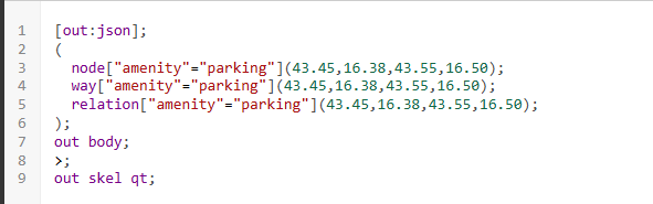 Overpass query for parking